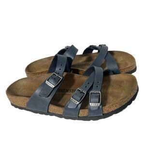 Birkenstock Franca Womens Blue Oiled Leather Sandals Slides Size 39 US 8 Reg.